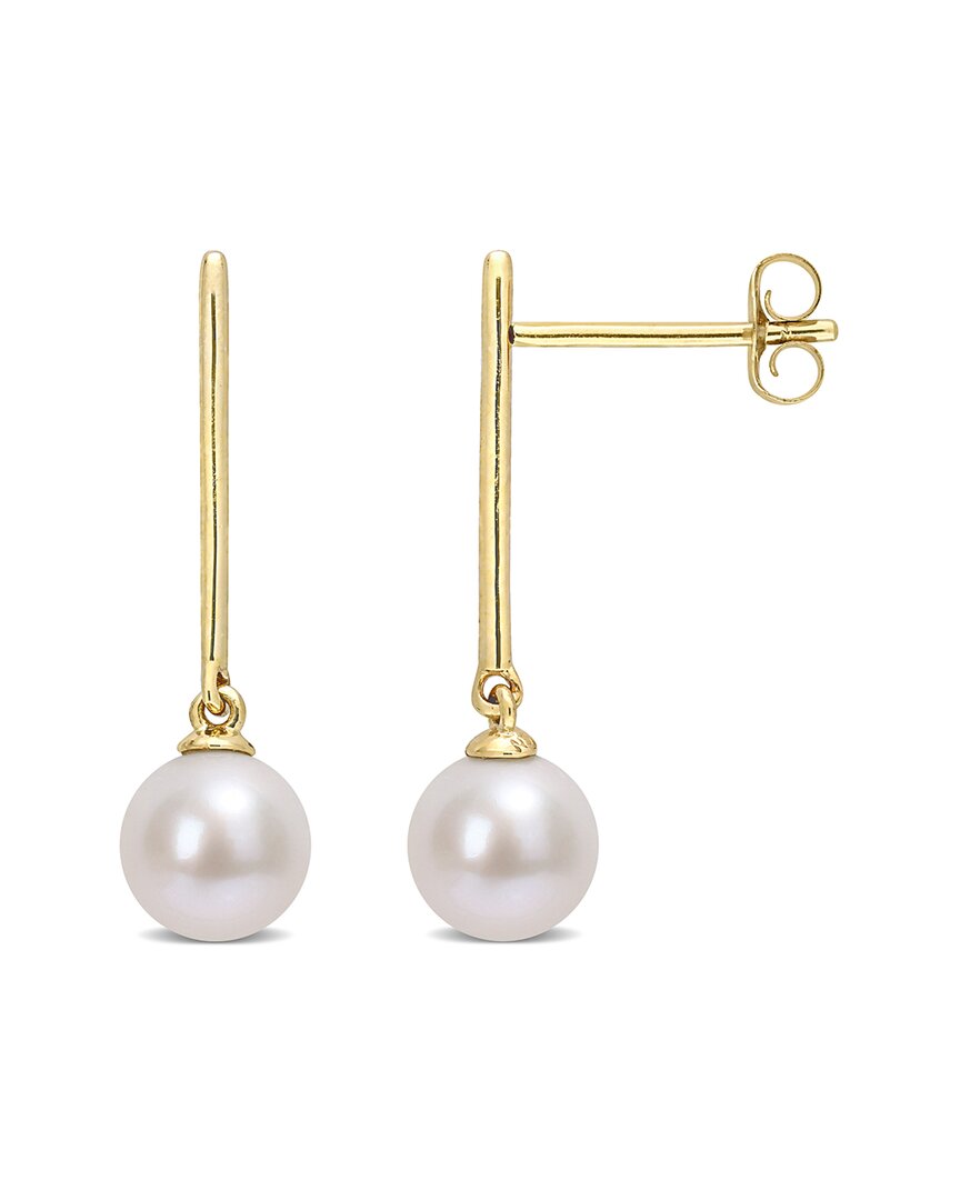 Rina Limor 10k 6-6.5mm Pearl Linear Dangle Earrings