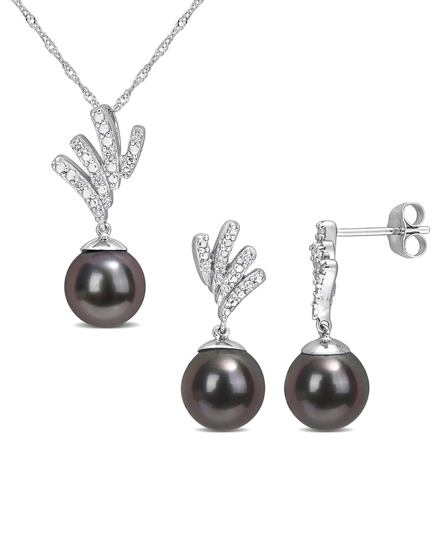 Rina Limor 10K 0.1 ct. tw. Diamond 8-8.5mm Pearl Jewelry Set