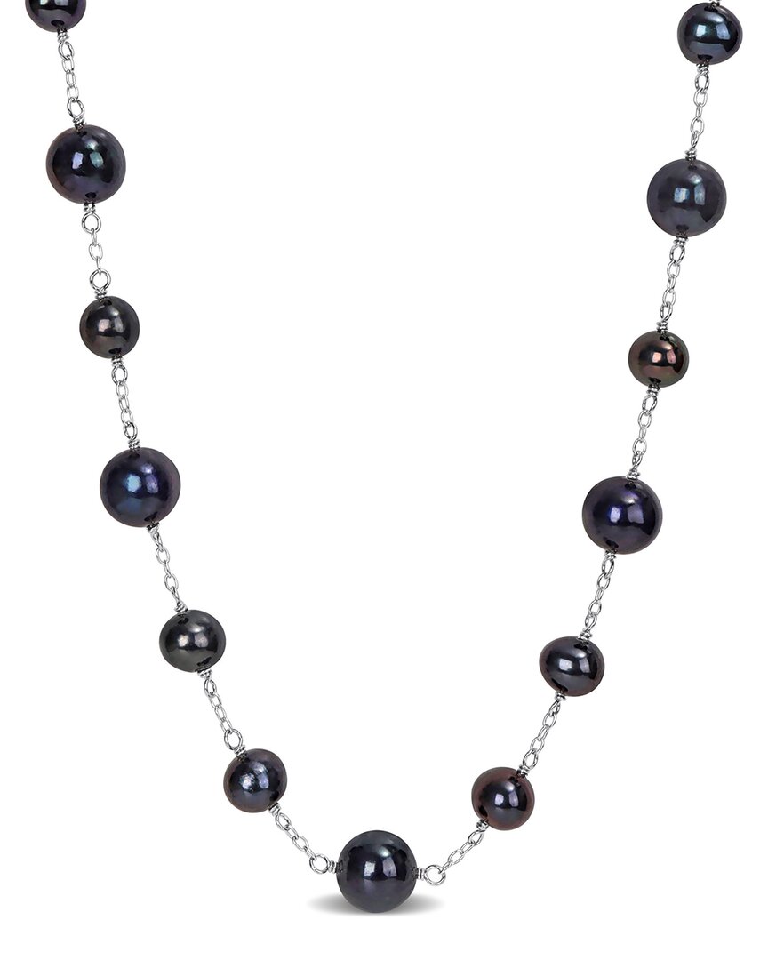Rina Limor Silver 6.5-7mm Pearl Station Necklace
