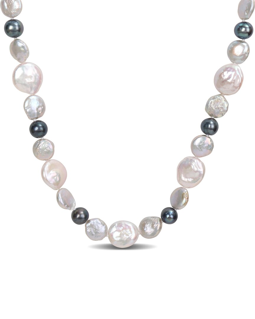 Rina Limor Silver 10-10.5mm Pearl Coin Necklace