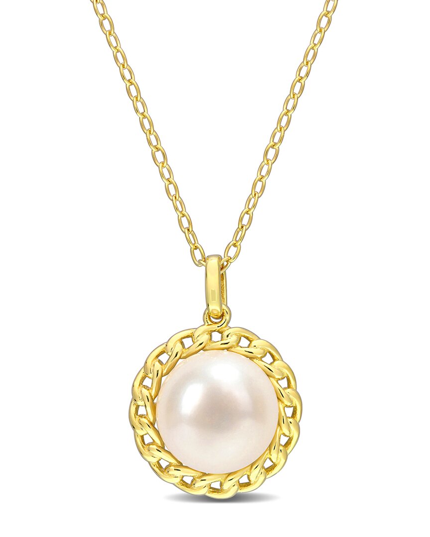 Rina Limor Gold Over Silver 9-9.5mm Pearl Pendant Necklace