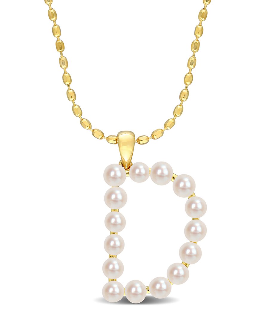 Rina Limor Gold Over Silver 3.5-4mm Pearl D Initial Pendant
