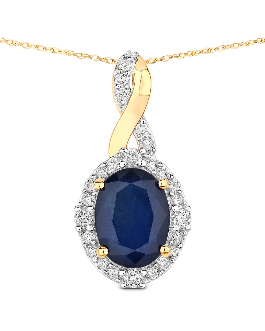 Diana M. 14k 1.72 Ct. Tw. Diamond & Blue Sapphire Pendant In Metallic