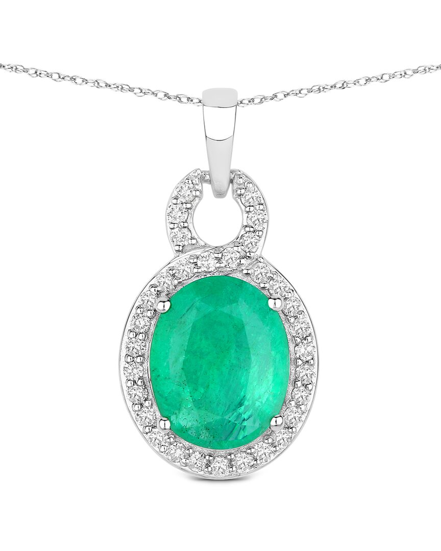 Diana M. 14k 2.35 Ct. Tw. Diamond & Zambian Emerald Pendant In Green