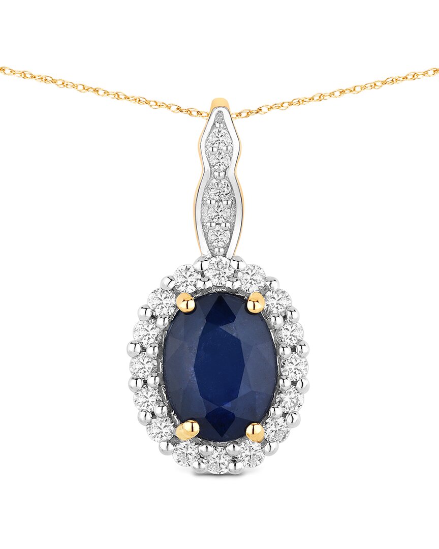 Diana M. 14k 1.79 Ct. Tw. Diamond & Blue Sapphire Pendant In Gold