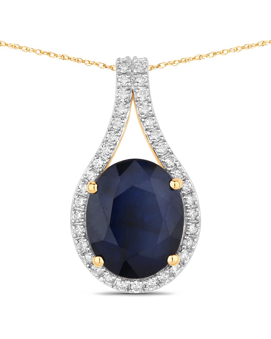 Diana M. 14k 4.63 Ct. Tw. Diamond & Blue Sapphire Pendant In Blue