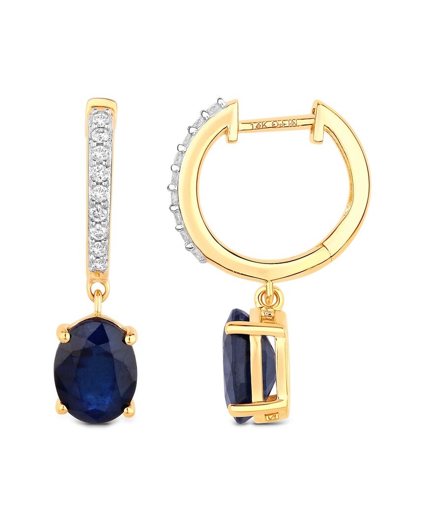 Diana M. 14k 3.24 Ct. Tw. Diamond & Blue Sapphire Earrings In Gold