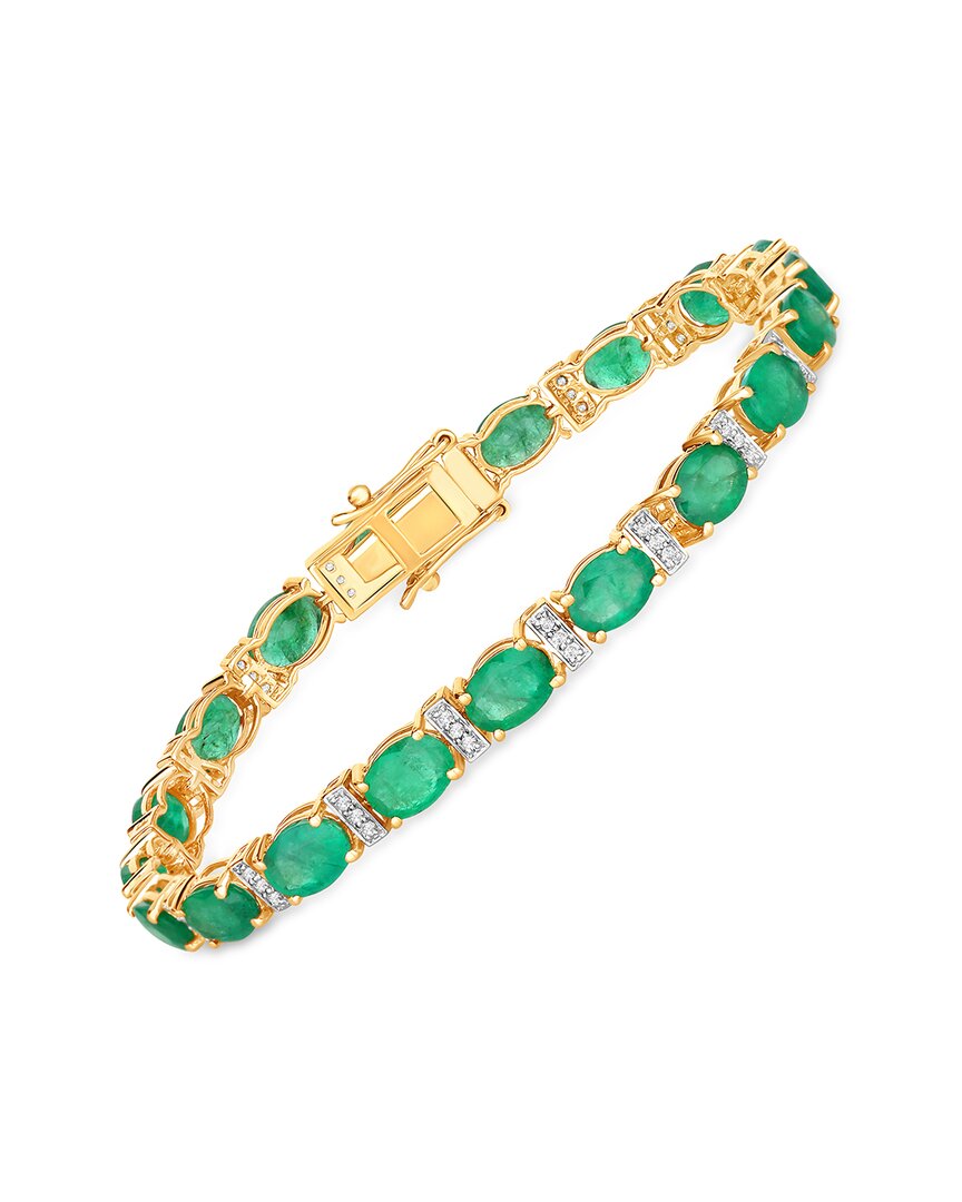 Diana M. 14k 14.05 Ct. Tw. Diamond & Zambian Emerald Bracelet In Green