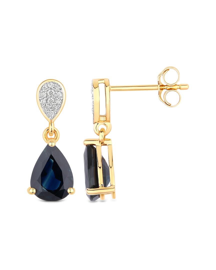 Diana M. 14k 2.76 Ct. Tw. Diamond & Blue Sapphire Earrings In Gold