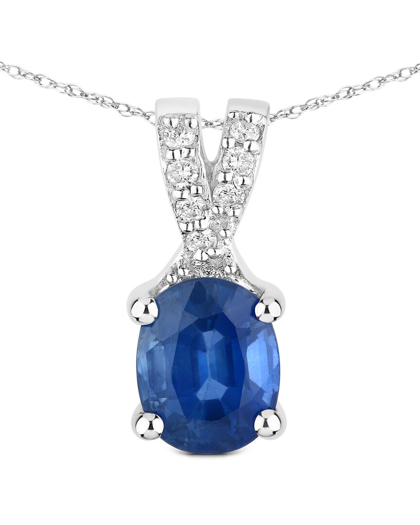 Diana M. 14k 0.71 Ct. Tw. Diamond & Blue Sapphire Pendant In Metallic
