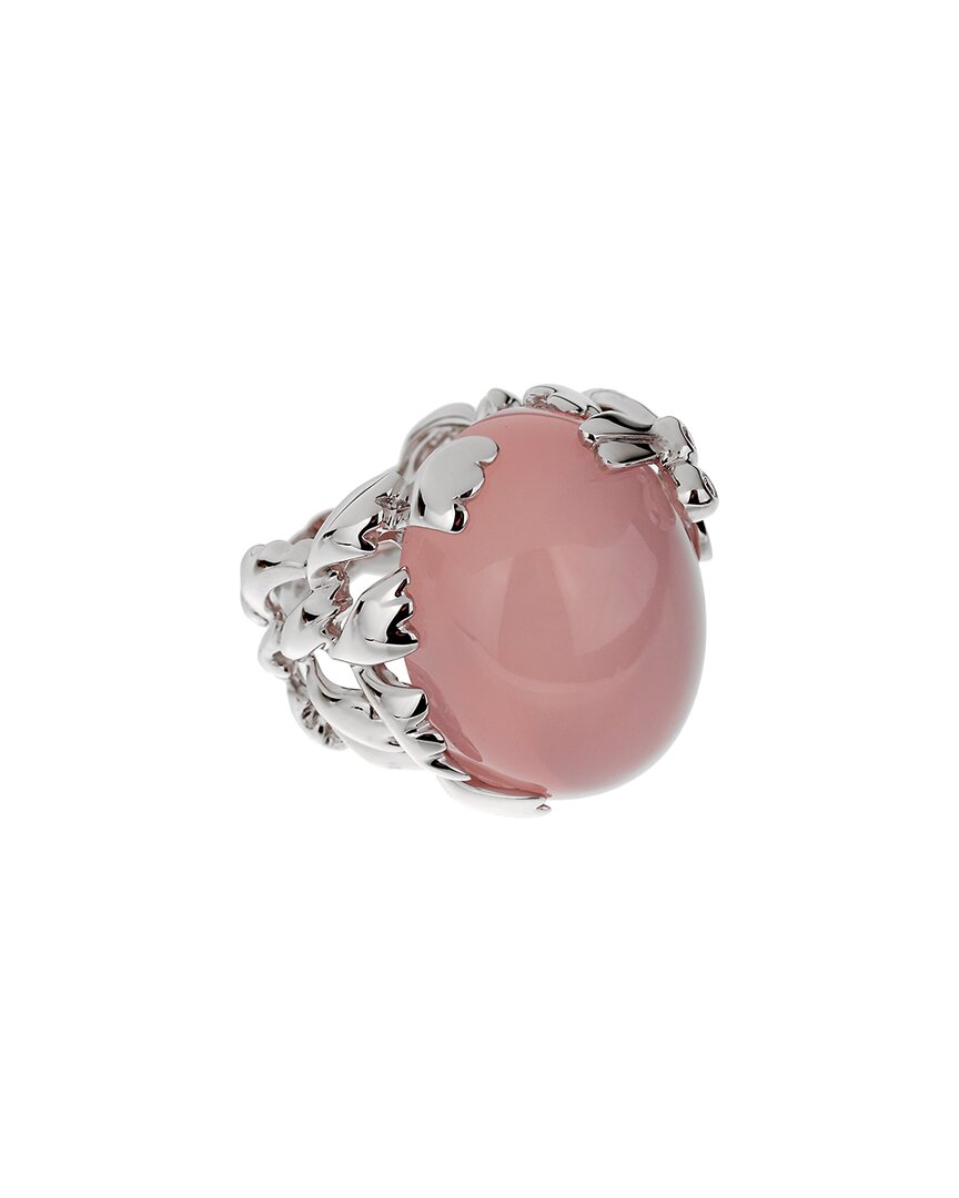 Dior 18k 50.04 Ct. Tw. Diamond & Pink Quartz Cocktail Ring (authentic Pre-loved)