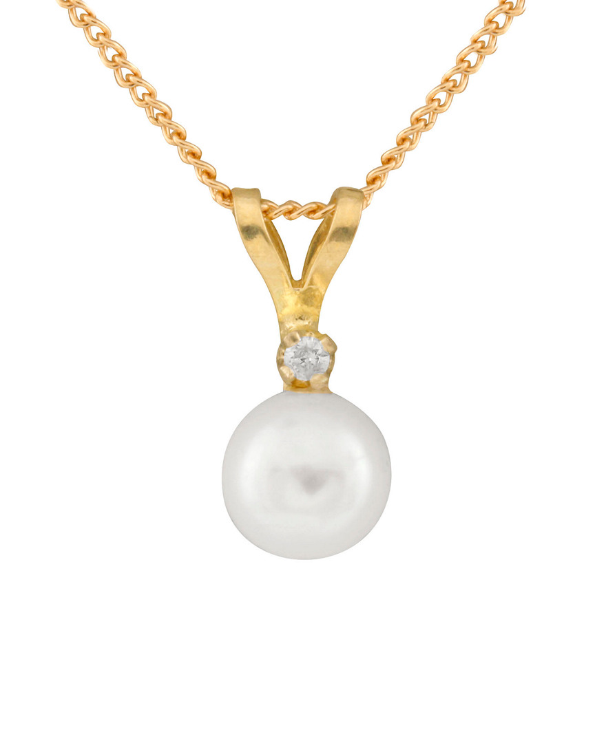 Shop Splendid Pearls 14k 0.01 Ct. Tw. Diamond & 5-5.5mm Akoya Pearl Necklace