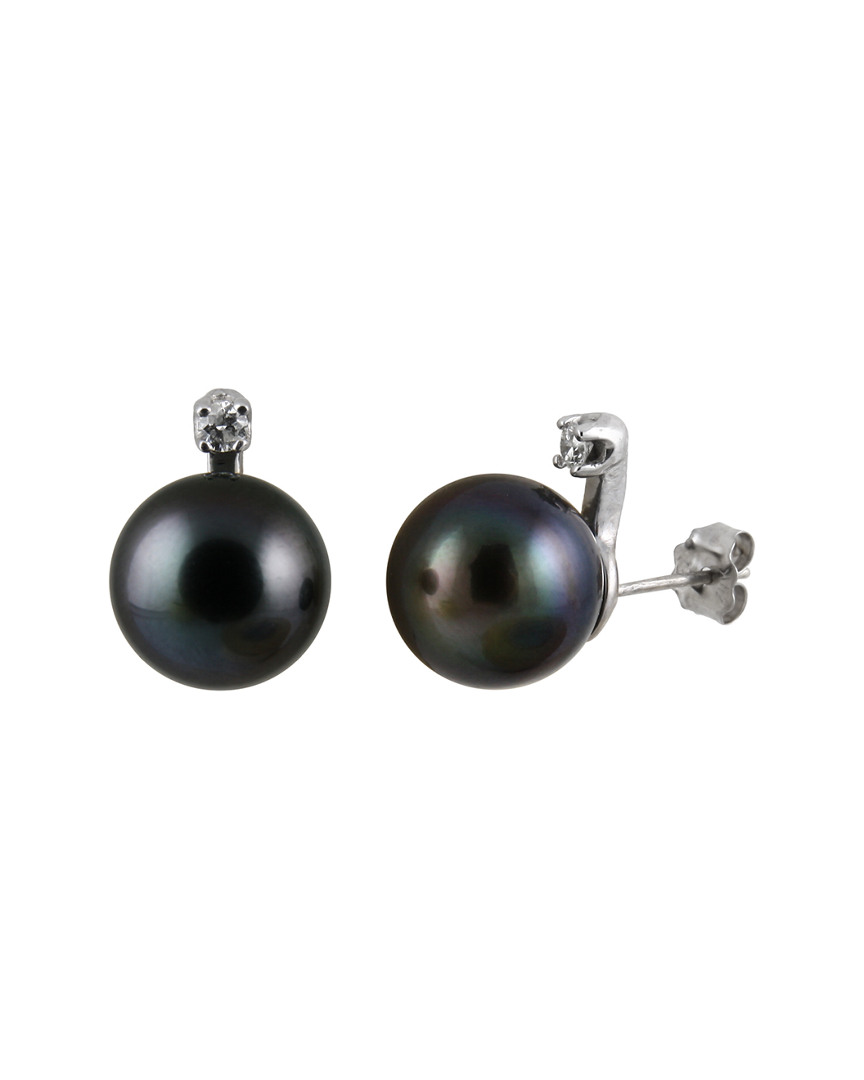 Splendid Pearls 14k 0.10 Ct. Tw. Diamond & 10-10.5mm Freshwater Pearl Earrings