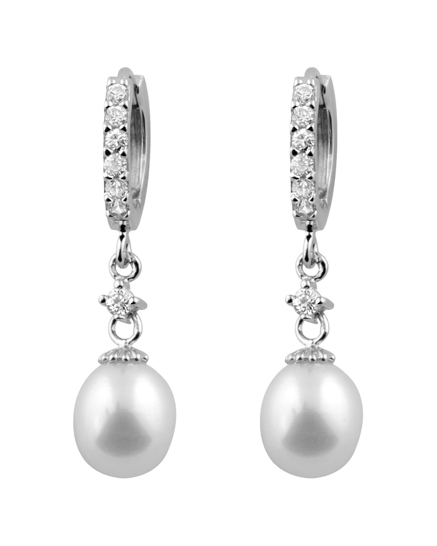 Splendid Pearls Silver 7-7.5mm Freshwater Pearl Earrings