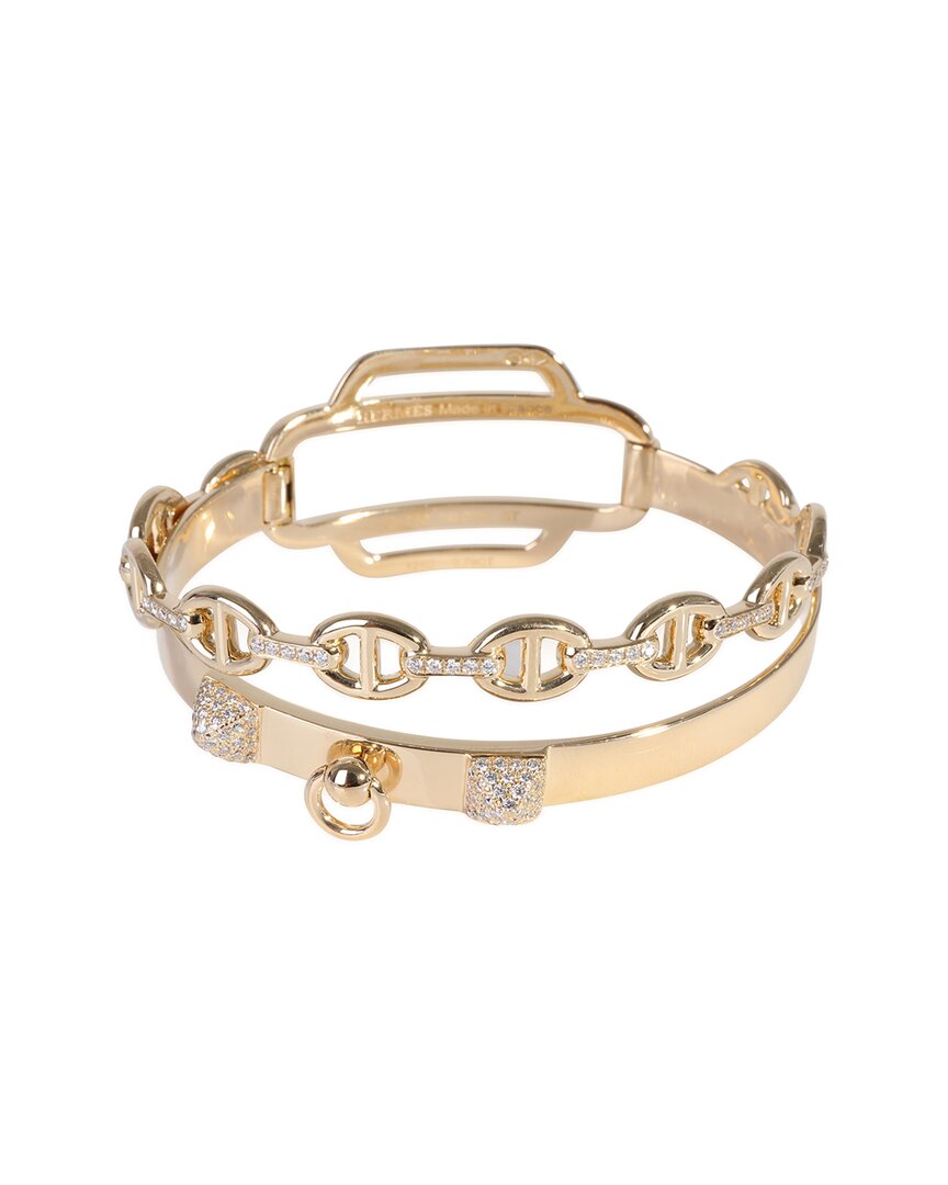 Pre-owned Hermes Hermès Double Tour 18k 1.58 Ct. Tw. Diamond Bracelet (authentic Pre-loved)