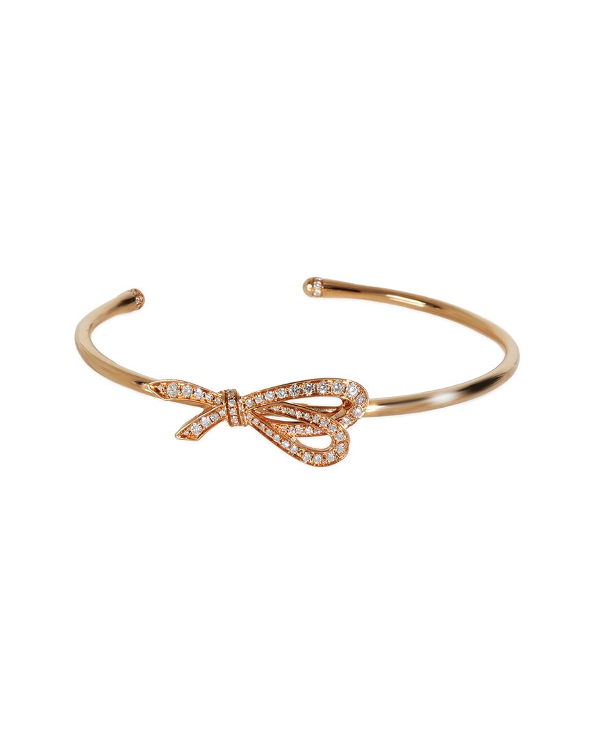 Tiffany & Co . Bow 18k Rose Gold 1.64 Ct. Tw. Diamond Bracelet (authentic Pre-loved) In Gray