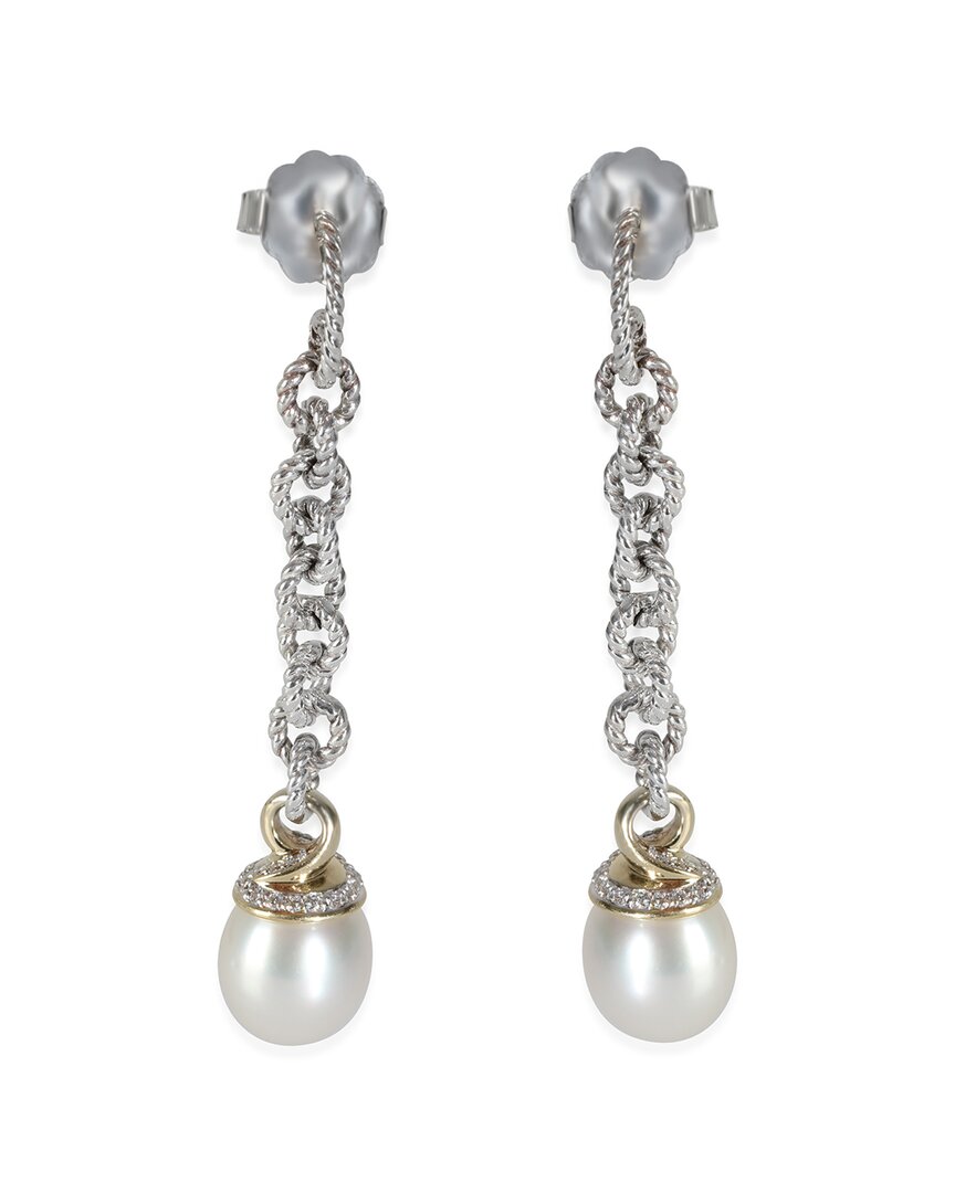 David Yurman Silver 0.40 Ct. Tw. Diamond Earrings (authentic Pre-loved) In Metallic