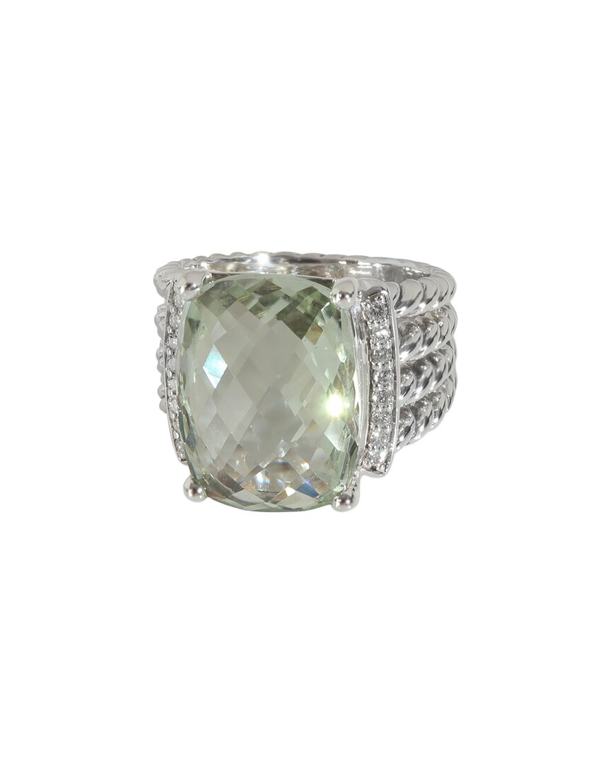David Yurman Sterling Silver Prasiolite And Diamond Wheaton Ring In Gold