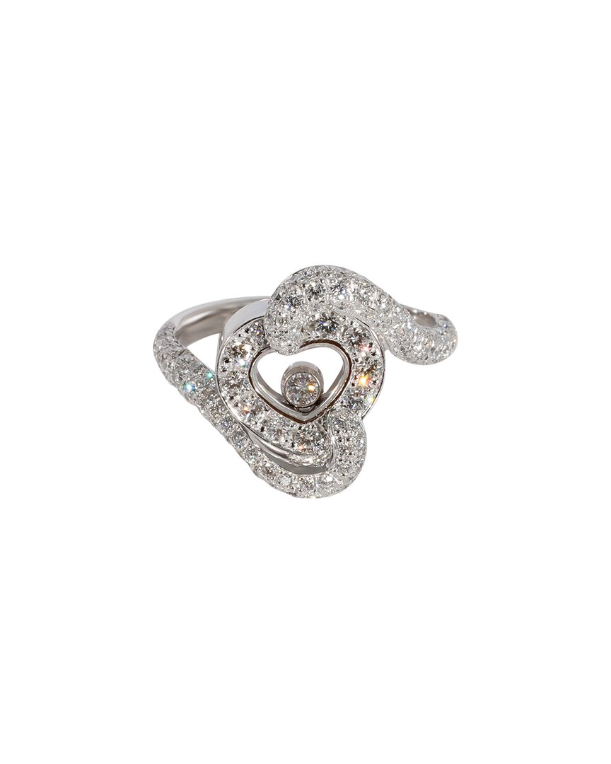 Chopard Happy Diamond Heart Ring In 18k White Gold 0.86 Ctw In Metallic