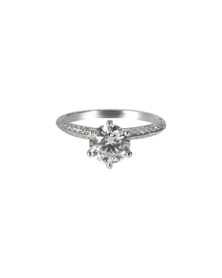 Tiffany & Co . Pave Tiffany Setting Platinum 0.74 Ct. Tw. Diamond Engagement Ring (authentic Pre-love In Metallic