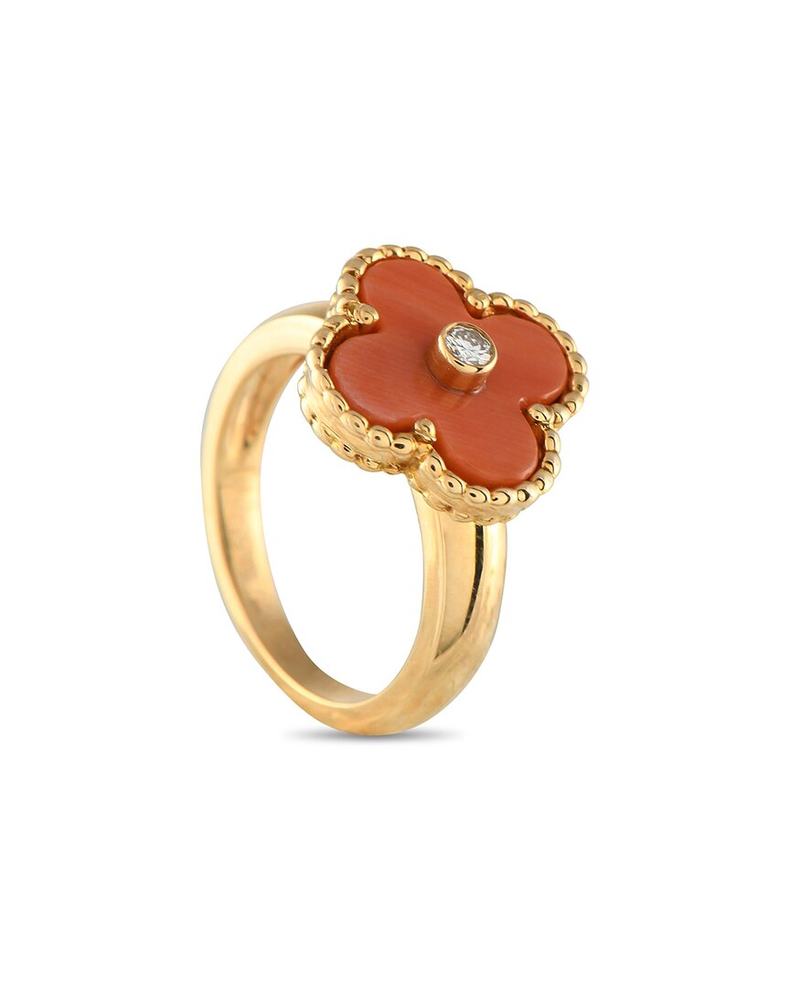 Van Cleef & Arpels 18k Coral Ring (authentic Pre-loved) In Gold