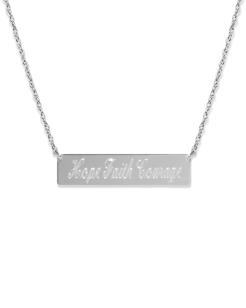 Jane Basch Silver Hope Faith Courage Bar Necklace In Multicolor