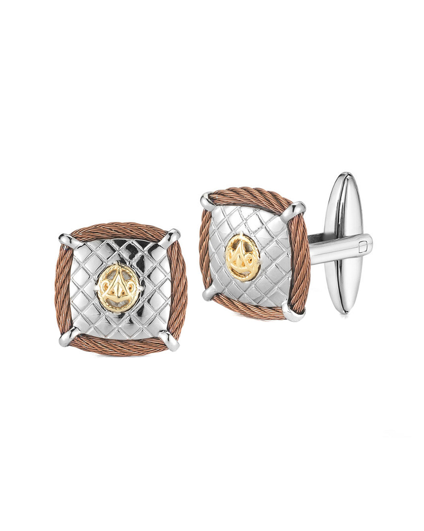 Alor Gentlemens 18k & Stainless Steel Cufflinks In Brown