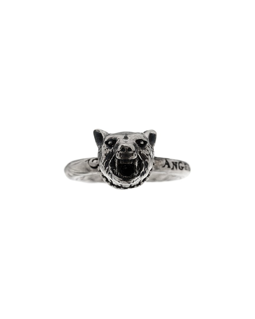 Gucci Silver Anger Forest Wolf Head Ring 52 6 (authentic Pre-loved)