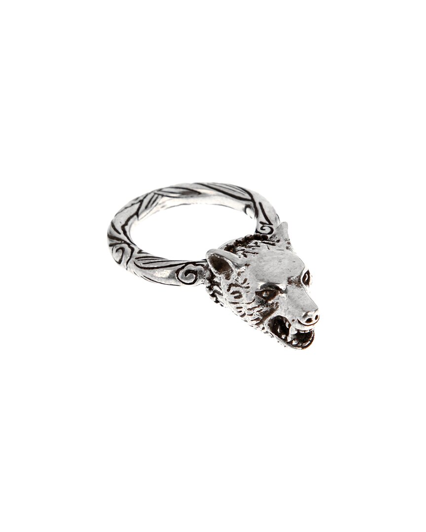 Gucci Silver Anger Forest Wolf Ring In Metallic