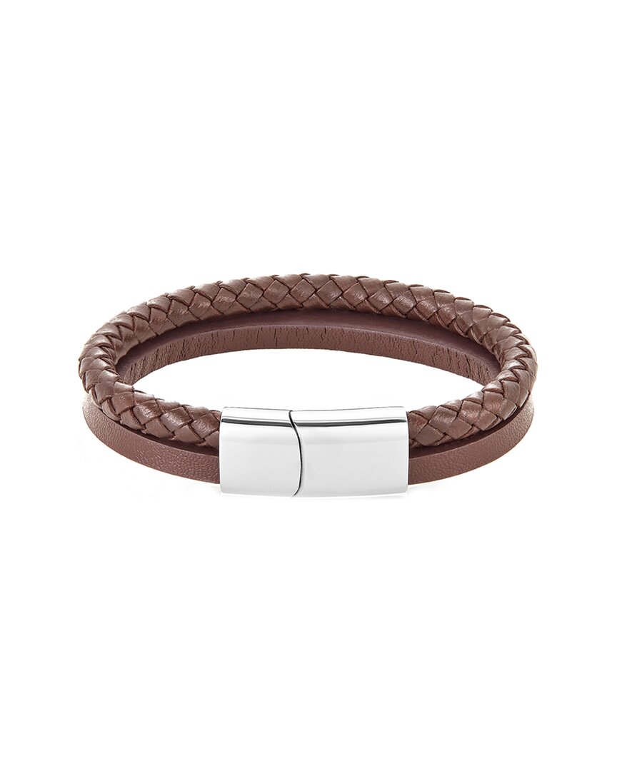 Shop Adornia Stainless Steel Leather Bracelet
