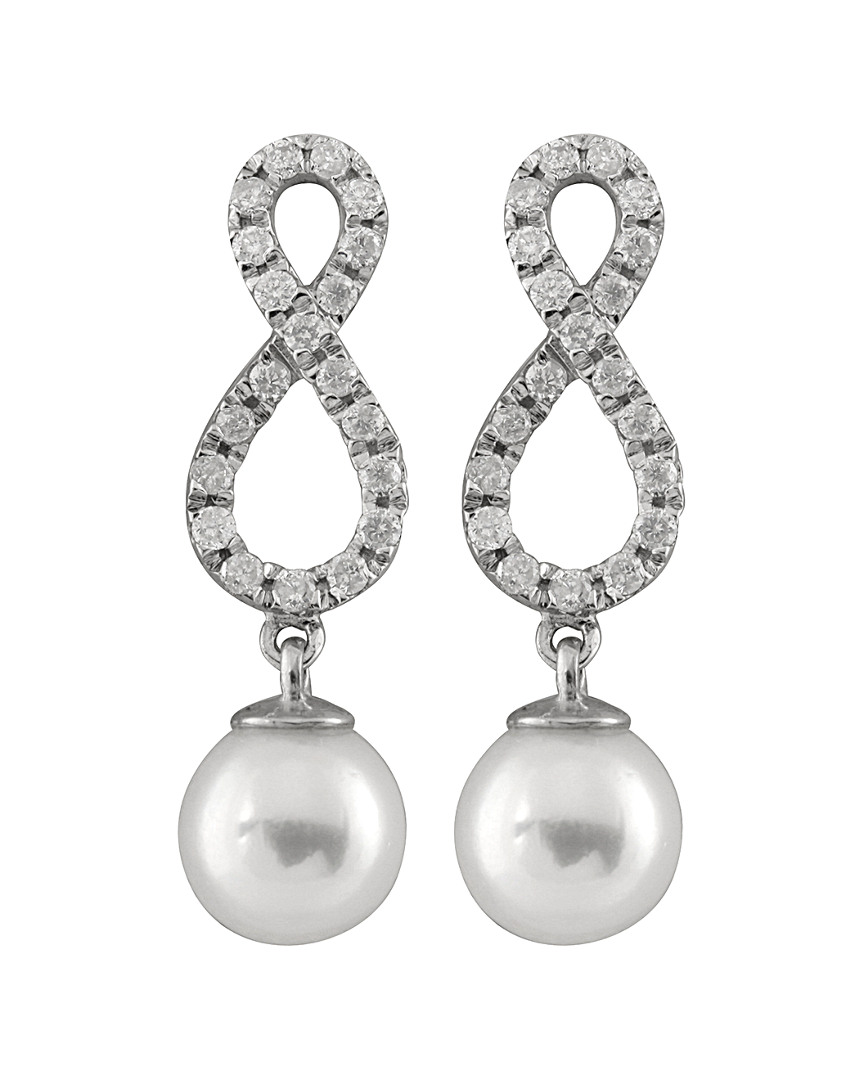 Masako Pearls Splendid Pearls 14k 0.40 Ct. Tw. Diamond & 7-7.5mm Akoya Pearl Drop Earrings