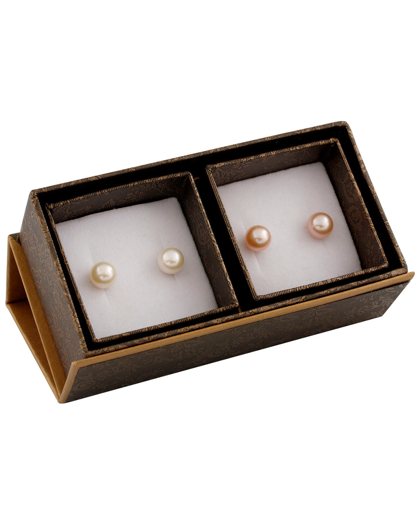 Splendid Pearls Set Of 2 Silver 8-8.5mm Freshwater Pearl Studs