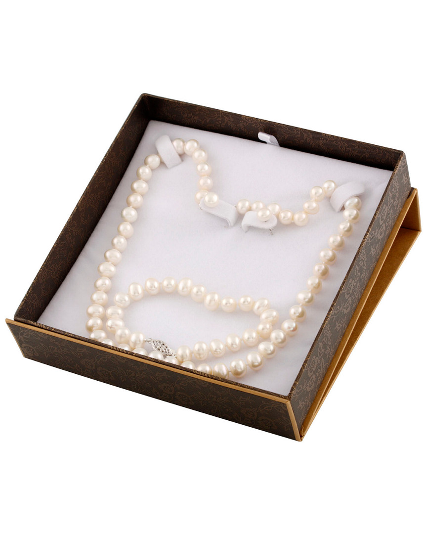 Shop Splendid Pearls Rhodium Plated 7-8mm Freshwater Pearl Set