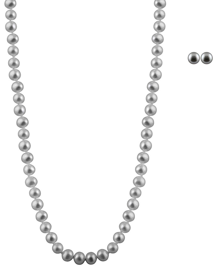 Splendid Pearls 14k 9-9.5mm Freshwater Pearl Necklace & Studs Set