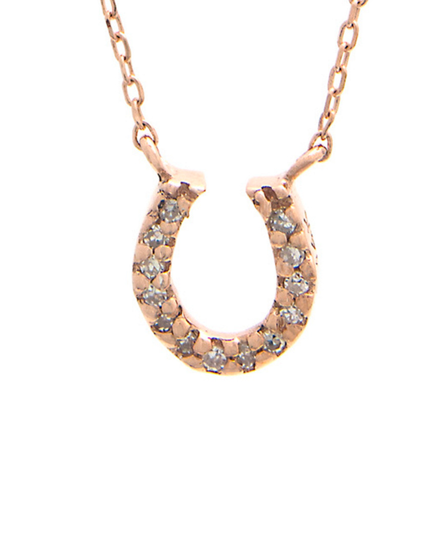 Diamond Select Cuts 14k Rose Gold 0.05 Ct. Tw. Diamond Petite Horse Shoe Necklace