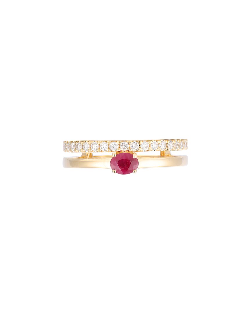 Gregg Ruth 14k 0.58 Ct. Tw. Diamond & Ruby Ring In No Color