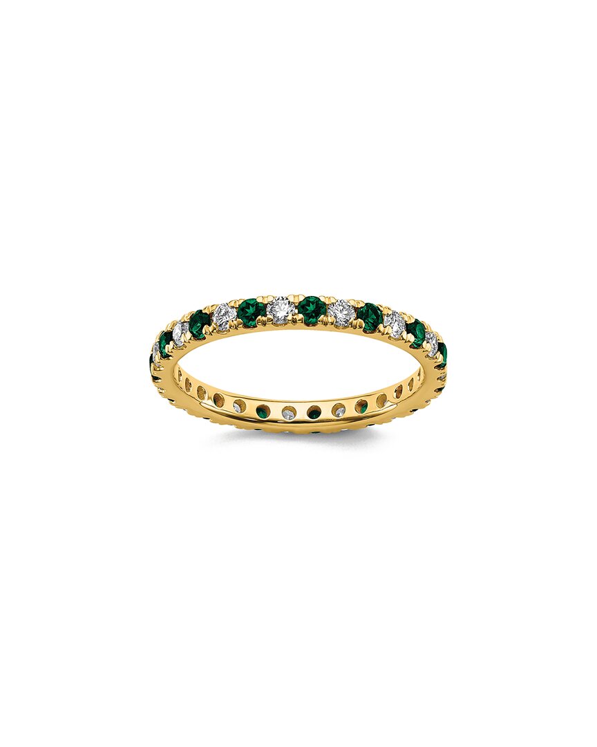 Lab Grown Gemstones 14k 1.75 Ct. Tw. Lab-grown Diamond & Lab-grown Emerald Eternity Ring In Gold