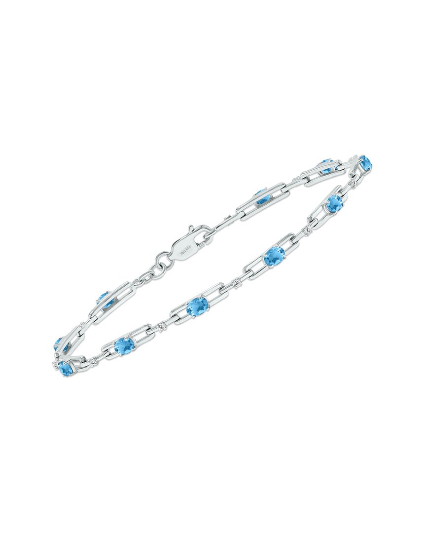 Gemstones Silver 1.61 Ct. Tw. Diamond & Blue Topaz Bracelet