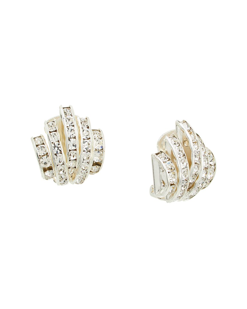 Magda Butrym Silver Plated Crystal Stud Clip-on Earrings In White