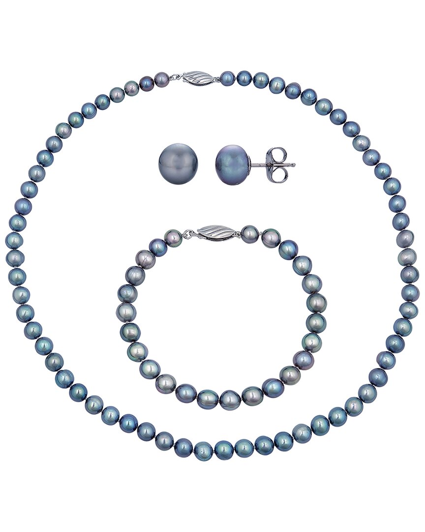 Belpearl Silver 7mm Pearl Necklace In Blue