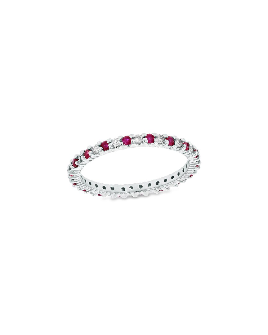 Levaron 14k 0.55 Ct. Tw. Diamond & Ruby Stackable Ring In Pink