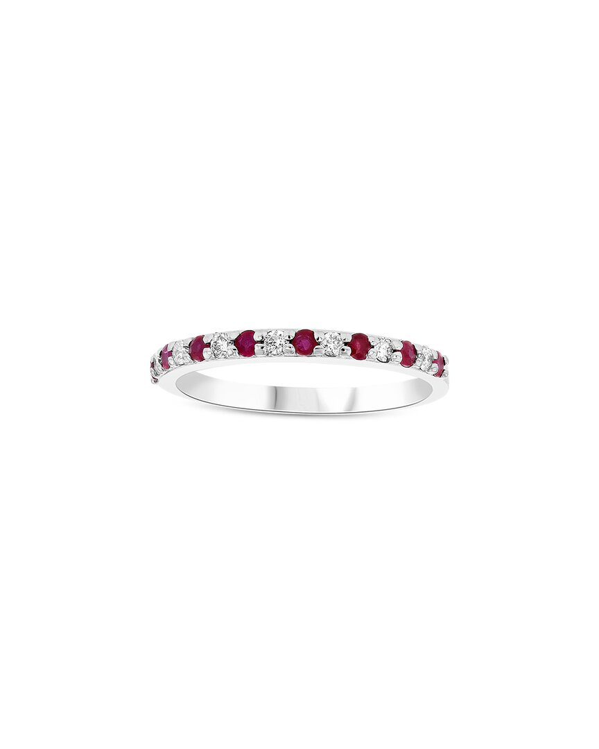 Levaron 14k 0.35 Ct. Tw. Diamond & Ruby Stackable Ring In Pink