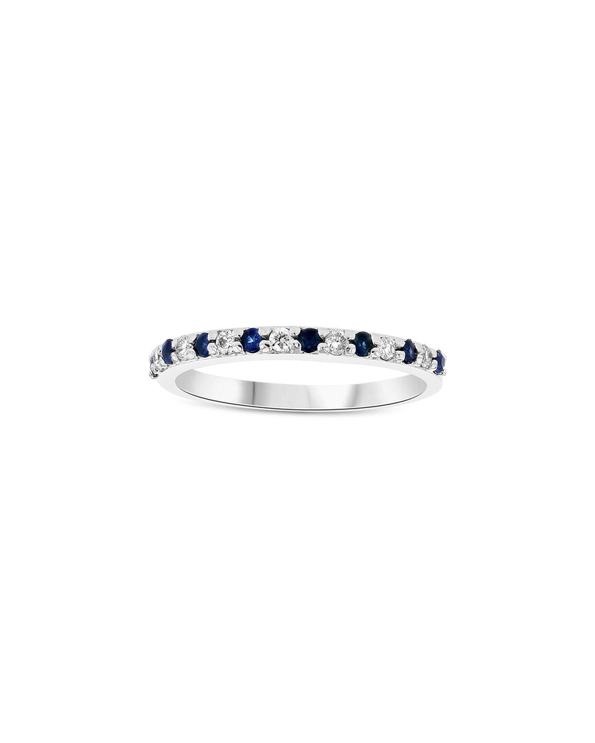 Levaron 14k 0.35 Ct. Tw. Diamond & Sapphire Stackable Ring In Blue