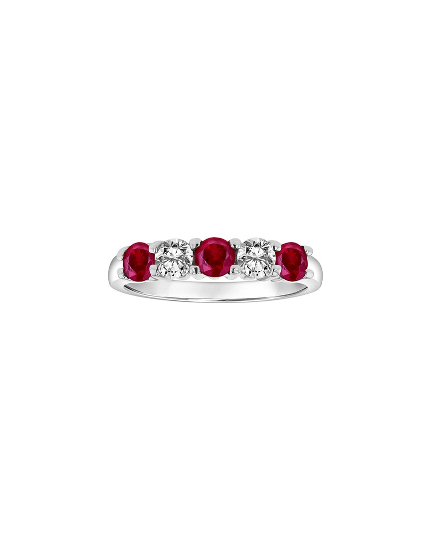 Levaron 14k 1.11 Ct. Tw. Diamond & Ruby Stackable Ring In Pink