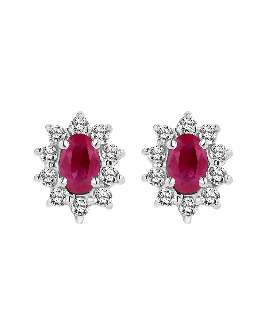 Levaron 14k 0.70 Ct. Tw. Diamond & Ruby Earrings In Pink