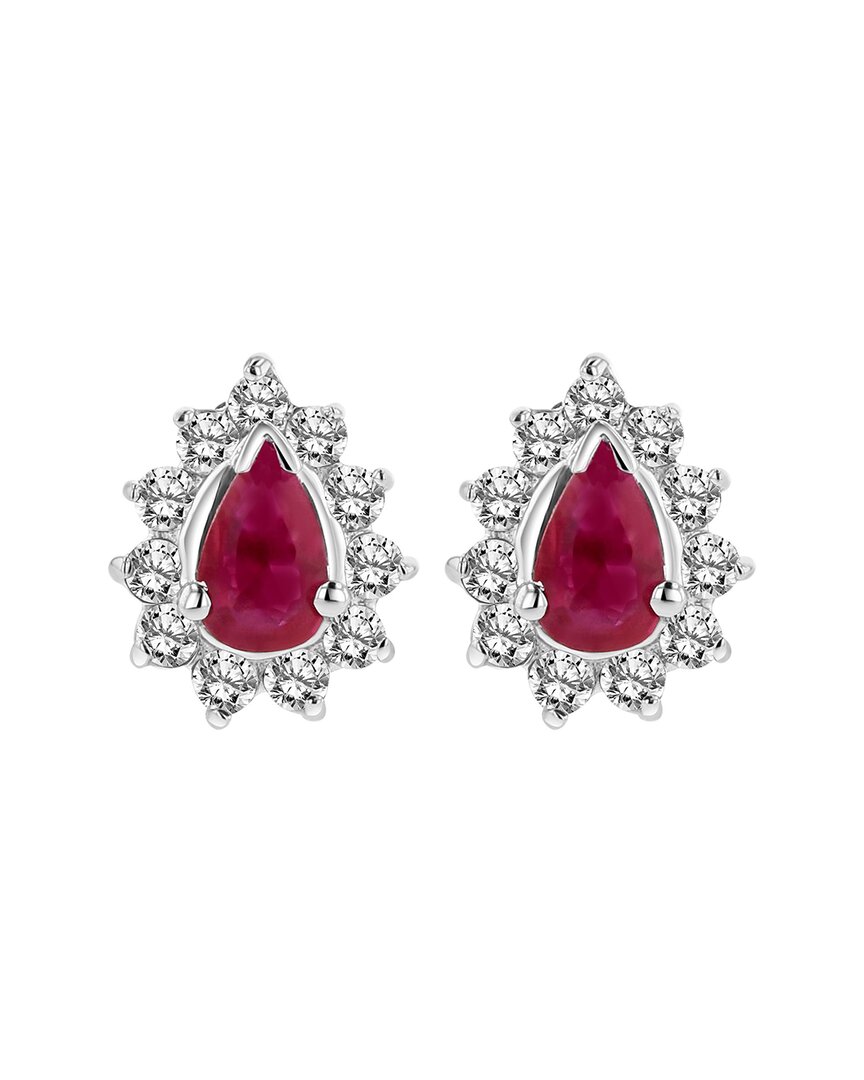 Levaron 14k 0.70 Ct. Tw. Diamond & Ruby Earrings In Pink