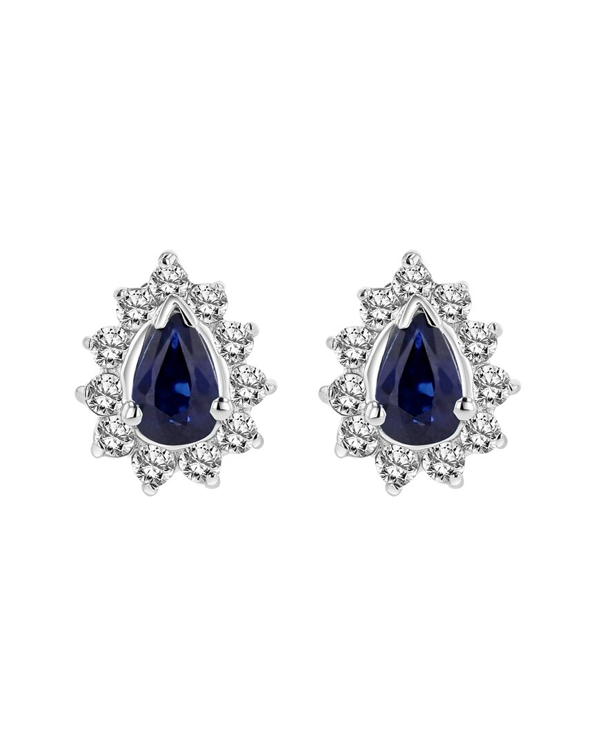 Levaron 14k 0.70 Ct. Tw. Diamond & Sapphire Earrings In Blue