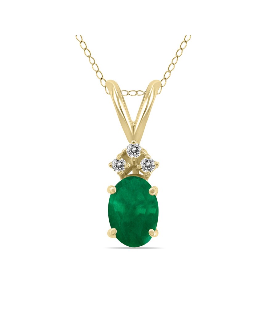 Gemstones 14k 0.51 Ct. Tw. Diamond & Emerald Necklace
