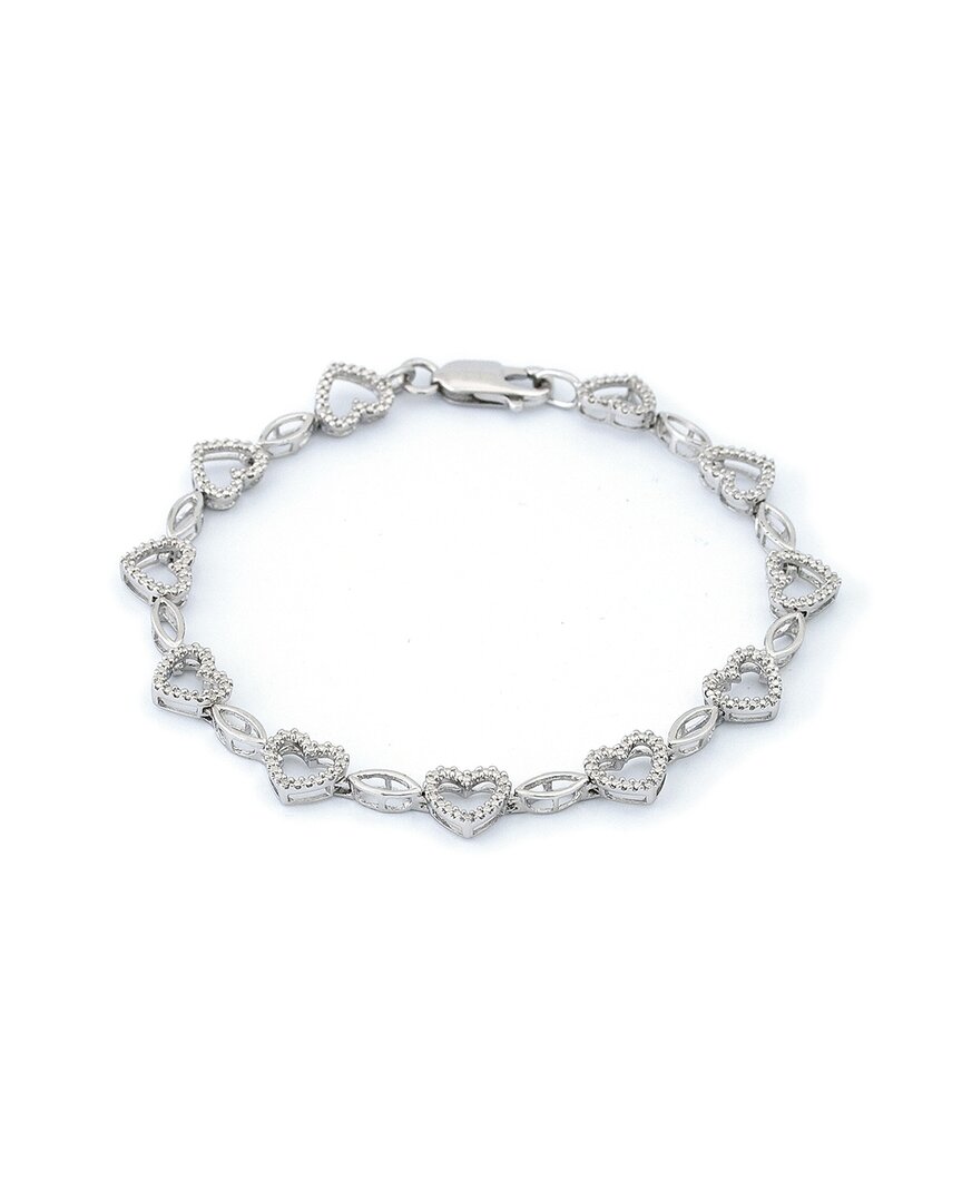 Diamond Select Cuts Silver 0.12 Ct. Tw. Diamond Heart Bracelet
