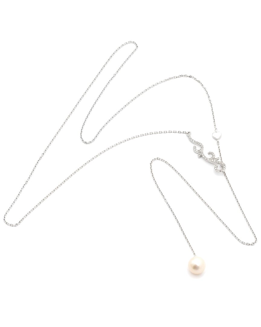 Pearls Silver Diamond Pearl Necklace